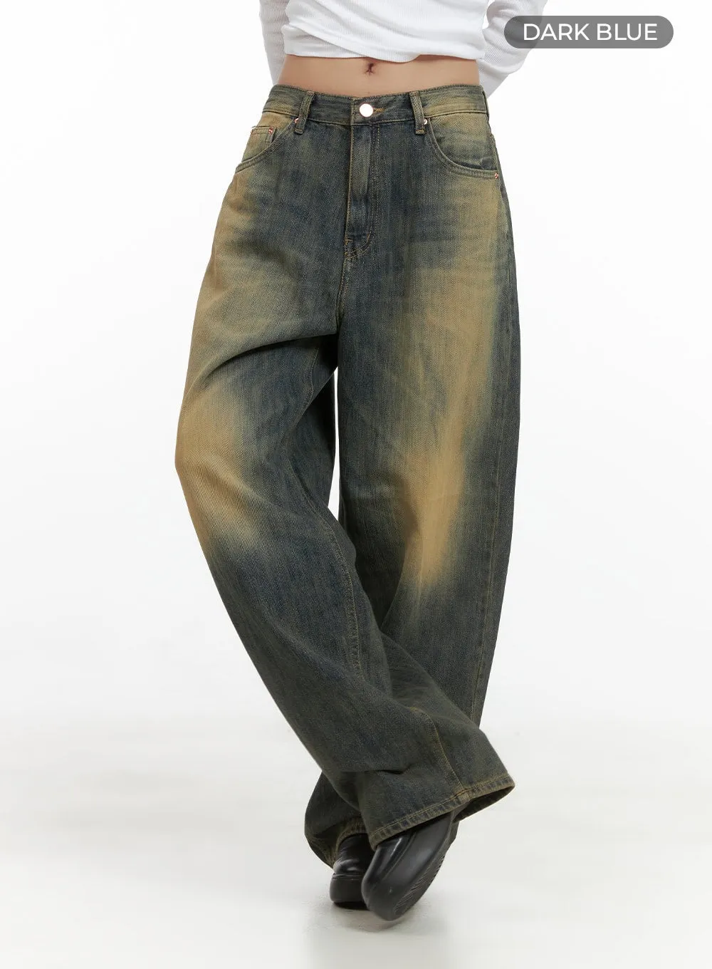 Wynn Vintage Wash Wide-Leg Jeans CS405